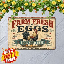 Farmers Market Fresh Chicken Coop Metal Sign Vintage Farm Decor Plaque 8x12 picture
