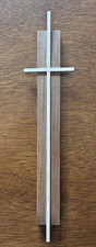 Vintage AAL Lutheran Confirmation Cross Aluminum Walnut Plaque Original Box picture