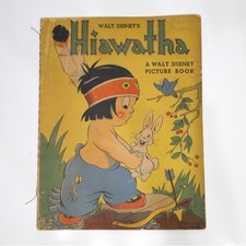 Vintage 1938 Walt Disney Hiawatha Picture Book Whitman Linen-Like Sewed 924 picture