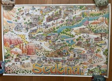 1984 Rare Original Sedona AZ Cartoon Pictorial Travel Map Poster by Yamamoto picture