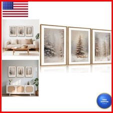 Vintage Christmas Tree Snowy Woodland Framed Canvas Wall Art Set-16