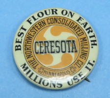 Antique Vintage Pin CERESOTA FLOUR Best Flour on Earth 1.5