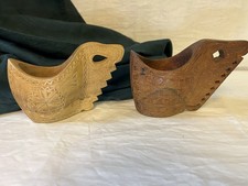 Vintage Hand-Carved Yugoslavian Wedding Cups Set Of 2 picture