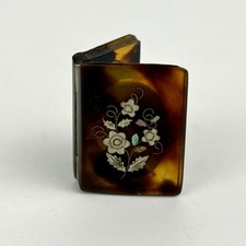 Antique Victorian Pique Silver & Mother of Pearl Floral Mini Book Photo Locket picture