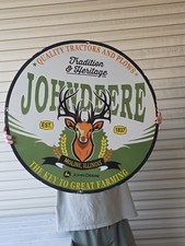 HUGE VINTAGE JOHN DEERE TRACTORS PORCELAIN SIGN FARM EQUIPMENT  29
