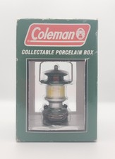COLEMAN LANTERN VINTAGE | 2000s PORCELAIN HINGED MINIATURE TRINKET BOX 3IN picture