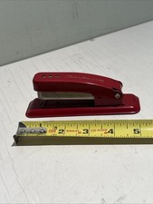 Vtg Swingline CUB Red Metal Stapler 50s MCM Style Desk Accessory USA Works 5