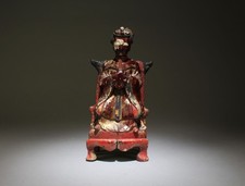 Antique Wood Minature Statue. picture
