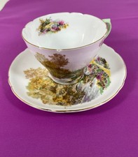 Vintage Shelley England Fine Bone China Heather Landscape 13419 Cup Saucer Set picture