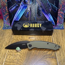 Kubey Leaf KU333C. Green G10 Handle Black AUS-10 Blade. Top Roll. Liner Lock. picture