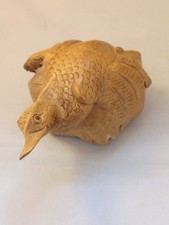 Vintage Hand Carved Burl Wood Duck Sculpture Artisan Folk Art 2.5
