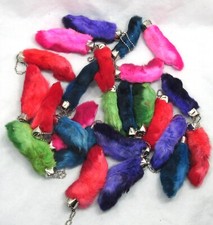 Wholesale Lot Of 25 Multicolored Lucky Rabbit Foot, Rabbits Feet Keychains, RF#3 picture