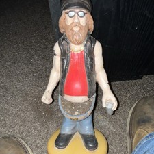 Hand-Painted Bearded Biker Figurine w/ Sunglasses & Beer Can - Multicolor picture