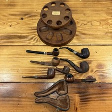 Vintage Estate Tobacco Pipe Stand & Smoking Pipes Lot of 6+ For Restoration picture