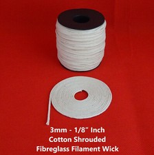 1/8″ Inch - 3mm Round Fiberglass Wick Cotton Shrouded FREE Worldwide Shipping picture