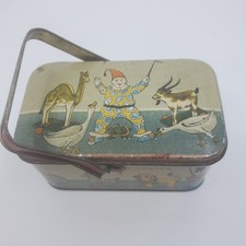 VINTAGE ITEN BISCUIT CO. CHILDS ANIMAL CRACKER TIN 1920s With Handle TINDECO  picture