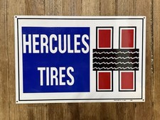 Original Hercules Tires Advertising Metal Tin Tacker ~ Green Back ~ Rare Size picture