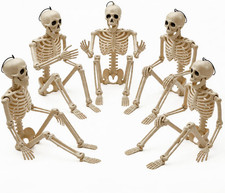 5 PCS Posable Halloween Skeleton Decor 16 Inches, Full Body Posable Joints Hangi picture