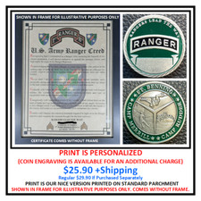 MC-NICE: ARMY Ranger Creed ALL UNITS PERSONALIZED & Ranger Coin picture