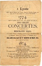 RARE 1874 Vineland, New Jersey Merchants Hall Concert Program *WARNING ALCOHOL* picture
