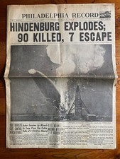 Hindenburg Disaster May 7, 1937 Philadelphia Complete Newspaper picture