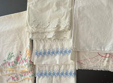 8 Vintage Embroidered/cutwork/ printed Pillowcases 3 pairs and 2 picture