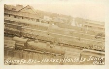 1930 RPPC Santa Fe Ave Harvey House La Junta CO Railroad Yard Scene picture