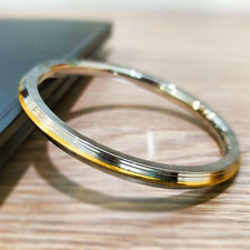 Stainless Steel Kada with Golden Line Punjabi Sikh Bangle Bracelet size 7cm Dia picture