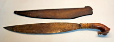 Antique Philippine Barong Short Sword with Carved Wood Scabbard 16