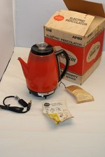 NEW in Box Vintage Sunbeam AP83 Red Coffee Percolator UNUSED STORE DISPLAY MODEL picture
