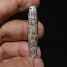 Collectible Energy Tibetan old Agate Natural Eye Silkworm Stripes Dzi Bead Totem picture