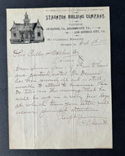 Vintage 1891 Letterhead Covington Virginia Staunton Building Company vignette picture
