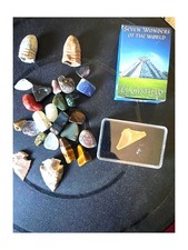 Civil War Bullets (2) + Arrowheads + El Castillo Copper + 24 Gemstones Lo picture