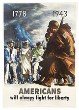 Original 1943 WWII US Patriotic Poster - 1778-1943, Americans will always fight picture