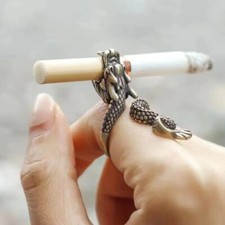 2PCS Vintage Dragon Personality Metal Cigarette Holder Ring of Cigarette Holder picture