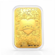 24K Gold Heart  Love Forever Embossed Sheet 31 Ã— 45.5mm 10mg picture