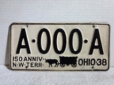 Vintage 1938 Ohio Sample License Plate 150th Anniversary Northwest Territory  picture