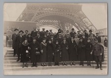 Antique 1920s Paris Group Photograph – Eiffel Tower Backdrop picture