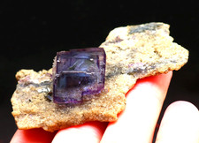 43g Natural Blue  purple  Cubic fluorite Calcite mineral specimen/yaogangxian picture