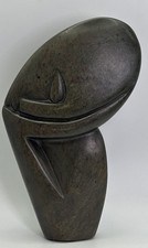 Vintage Zimbabwe Shona Stone Sculpture Signed Abstract Serpentine Art Piece 7.5” picture