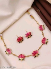 Indian cute Lotus Gold Plated necklace chain choker for girls and women picture
