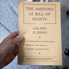 War Department Vtg 1945 Amended GI Bill Of Rights picture