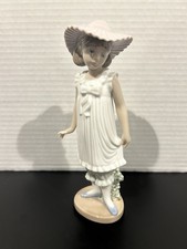NAO By Lladro April Showers Porcelain Figurine Girl #1126, H 7.5