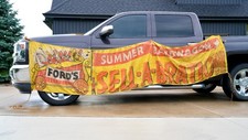 Vintage 1950s Ford Car Truck Dealer Parade Circus Banner Sign Canvas Band Wagon picture