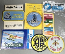 Vtg Alaska AK Travel Patch Souvenirs Lot Of 6 Homer Railroad Sea Float Plane picture