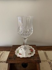 Vint. Set of 6:  Satin-Stitch EMBROIDERED WINE COASTERS with Slit for Glass Base picture