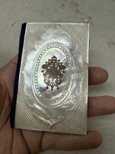 Antique Victorian Mother of Pearl Aide Memoire Notebook Pencil Monogram picture