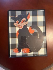 Beistle Vintage Halloween Diecut Black Cat Framed Art picture