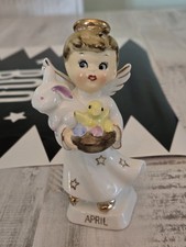 Rare FINE A QUALITY April EASTER ANGEL With Bunny Eggs Japan Norcrest MINT picture