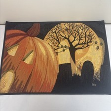 Vintage Discontinued Halloween Fall Autumn Rubber back Rug Decor NOS Made India picture